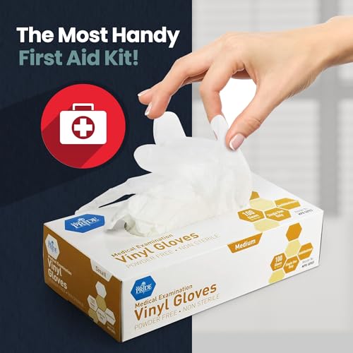 Vinyl Medical Exam Gloves - Powder & Latex Free, Medium (100 Count)