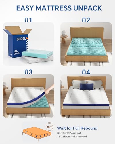 BEDELITE King 4 Inch Dual Layer Cooling Gel Memory Foam Mattress Topper
