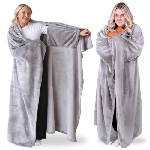 Unisex Wearable Blanket with Sleeves - Cozy Plush Loungewear for Adults