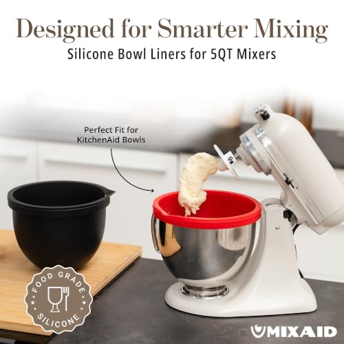 Silicone Bowl Liners for 5 Qt Tilt-Head Stand Mixers, 3-Piece Set with Lids