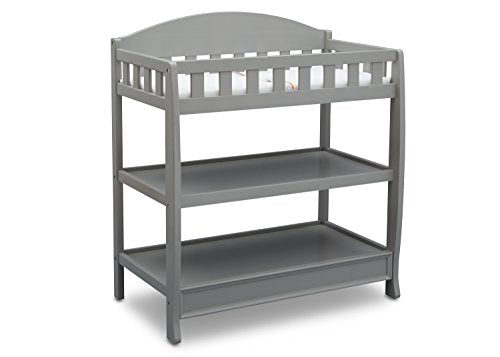 Wooden Baby Changing Table with Safety Pad and Storage Shelves, Grey