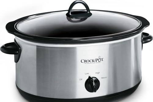 7-Quart Manual Slow Cooker with Removable Stoneware Insert, Stainless Steel