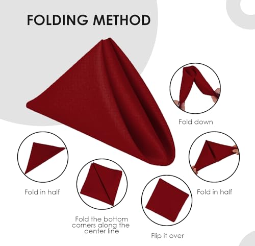 Red Cloth Dinner Napkins 17x17 Inches, 24-Pack Washable Polyester Napkins
