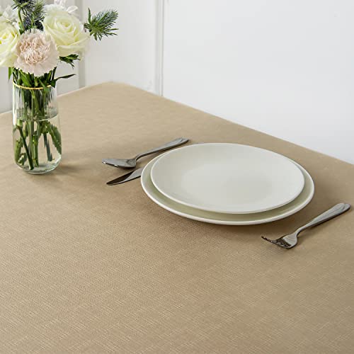 Rectangle Slubby Textured Tablecloth Waterproof Spillproof Wrinkle