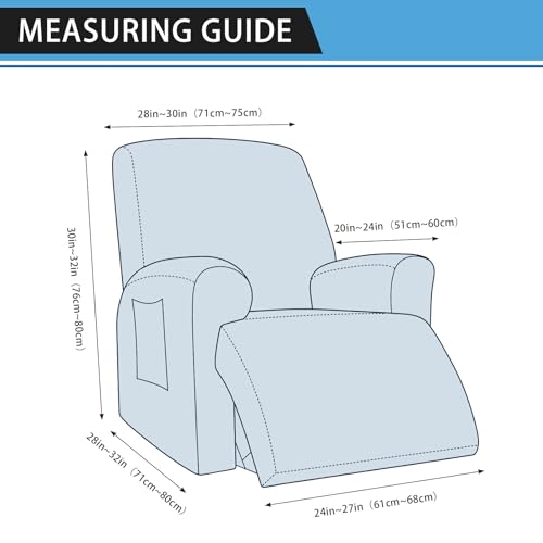 Stretchable Recliner Chair Covers - 4-Piece Leather Look Slipcovers
