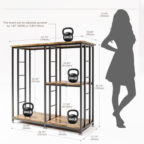 Vintage Brown COCOLUCKY Mini Fridge Stand with 4-Tier Storage, Microwave & Coffee Bar