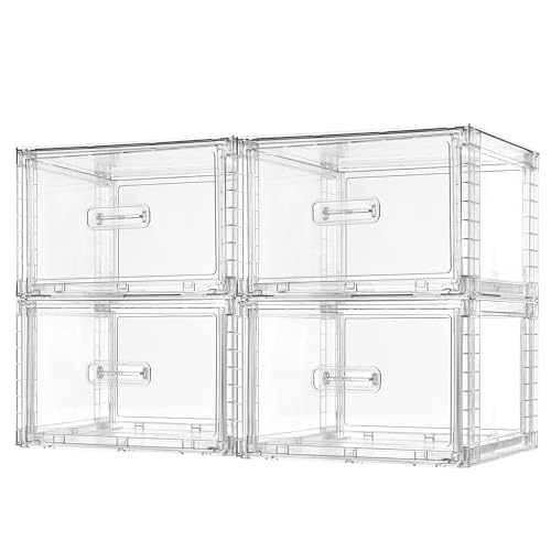 Clear Stackable Closet Storage Drawers 15QT Medium 4 Pack
