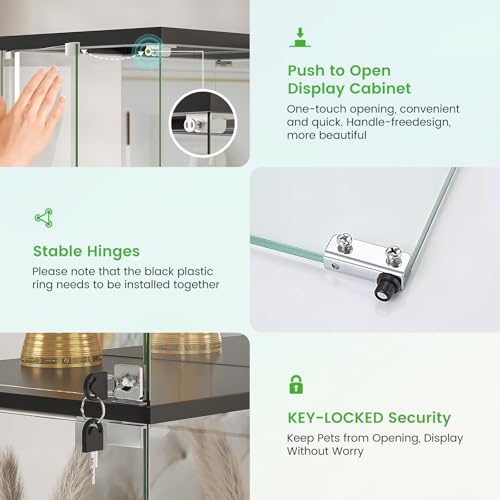 5-Tier Lockable Glass Display Cabinet with Motion Sensor LED Lights
