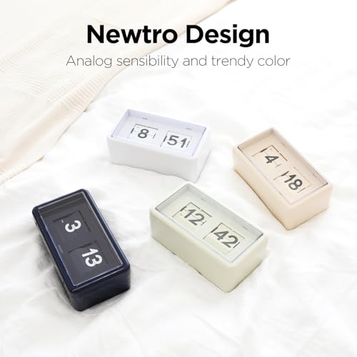 Retro Flip Desk Clock - Vintage Automatic Analog Table & Wall Clock