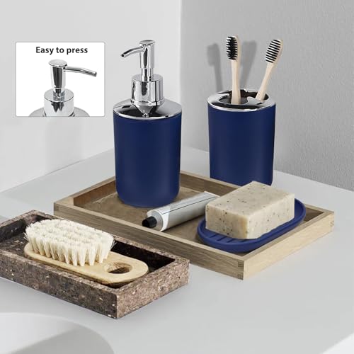 6-Piece Bathroom Accessory Set in Royal Blue, Durable Plastic Bath Ensemble