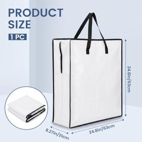 Large Clear Storage Bag with Zipper and Handles – 24.8 x 24.8 x 8.3 in
