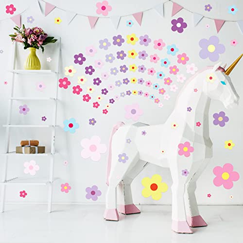 288 Pcs Colorful Flower Wall Decals - Peel and Stick Floral Vinyl Stickers