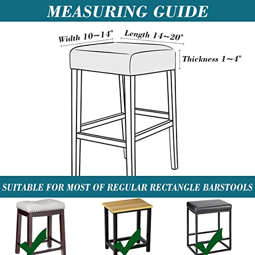 Stretch Rectangle Bar Stool Covers - 4 Pack Washable Saddle Seat Covers