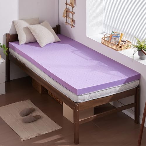 SINWEEK 2 Inch Gel Memory Foam Mattress Topper Twin Size Ventilated Soft