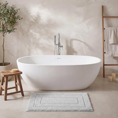 GRANNY SAYS Gray Bathroom Rug 20" x 30", Non-Slip Microfiber Bath Mat