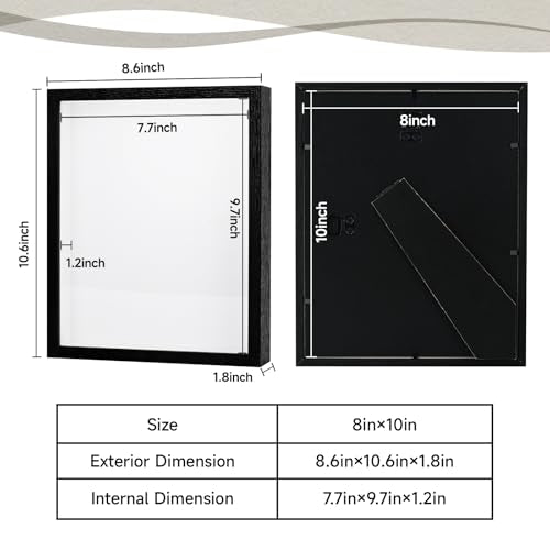 8x10 Shadow Box Frame for Keepsakes and Photos, 1.2 Inch Deep Display Case