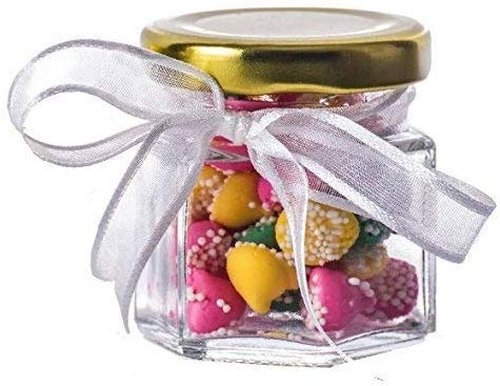 25Pack1.5oz Honey Jars,Mini Honey Jars With Dipper,Hexagon Glass Jar with Gold Lids,Glass Jar with Labels for Gifts,Wedding Favors,baby Favors and DIY Ideas