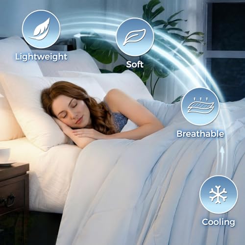 Cooling Comforter Queen Size - Lightweight Arc-Chill Blanket for Hot Sleepers