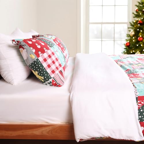 Gogreen Christmas Duvet Cover Set King Size 3P Microfiber Bedding with Zipper