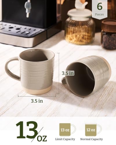 Famiware Constellation Cinnamon Brown Coffee Mug Set of 6, 13oz Ceramic Cups with Handle
