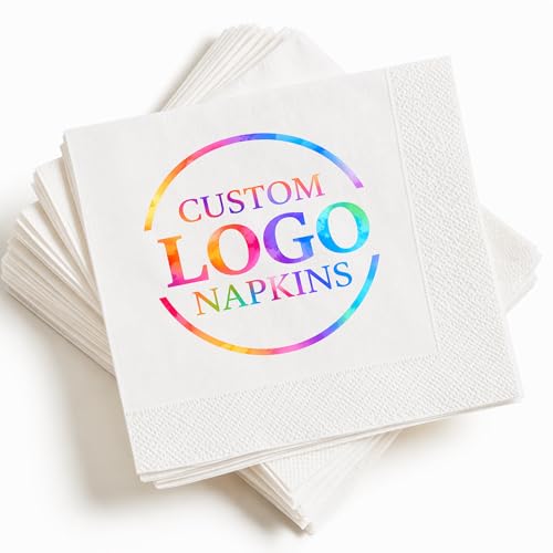 Custom Logo Paper Napkins for Parties & Events - Personalized Cocktail & Monogrammed Designs, Bulk Pack Options