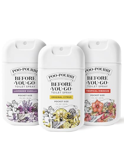 Pocket Travel Toilet Spray Odor Eliminator with Essential Oils (3-Pack, 1 oz)