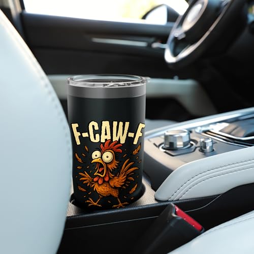 20oz Black Stainless Steel Insulated Tumbler with Rooster Meme Design
