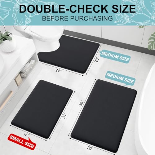 Smiry Memory Foam Bath Mat 30x20 Extra Soft Absorbent Black Rug