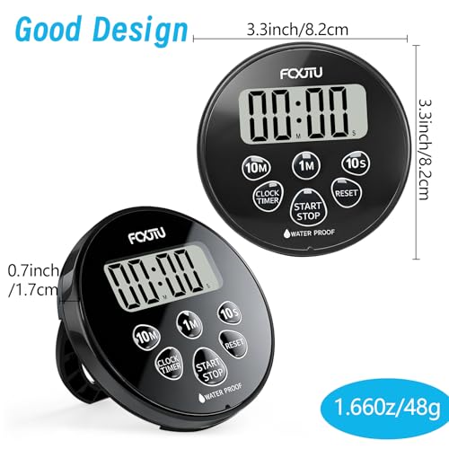 Digital Waterproof Shower Timer and Clock with Magnetic Back and Stand