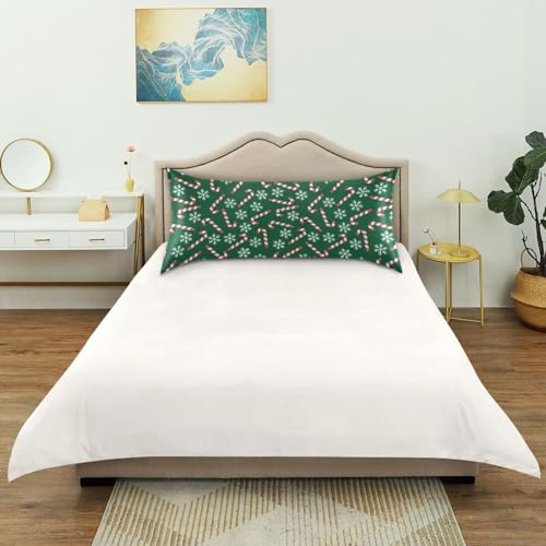 Dalzium Christmas Satin Pillowcase for Hair & Skin - Candy Canes Snowflakes, Standard 20x26