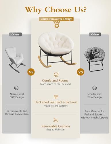 Wide Papasan Nursery Rocking Chair with Removable Cashmere Cushion