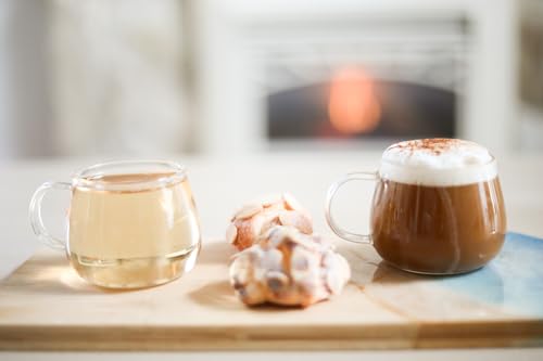 Teabloom 2-Pack Premium Borosilicate Glass Tea Cups 7 oz / 207 ml - Lead-Free & Microwave Safe