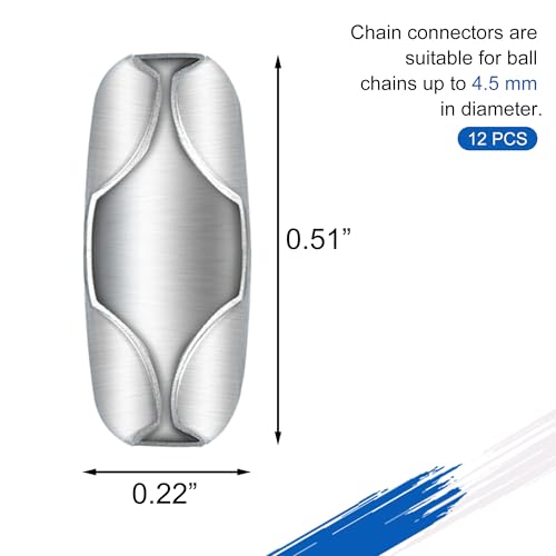 12 PCS Stainless Steel Blind Chain Connector Clips for 4.5mm Ball Chains
