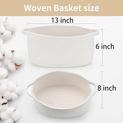 Woven Cotton Rope Storage Basket - 13x8x6 Decorative Organizer for Home and Nursery