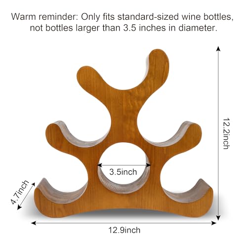 6-Bottle Wooden Countertop Wine Rack - Freestanding Wine Storage Stand