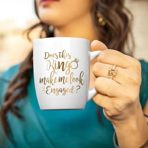 Maustic Does This Ring Make Me Look Engaged? 12 Oz White Mug – Bridal Gift