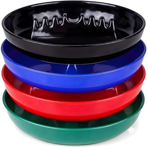 7-Inch Large Melamine Ashtrays - Pack of 4 Round Tabletop Trays