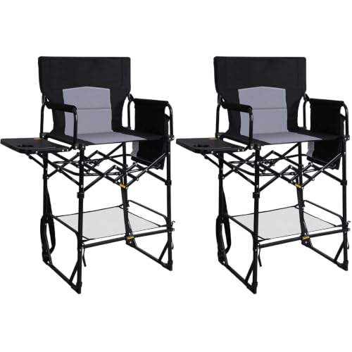 2 Pack Tall Directors Chair, 30.7-inch Folding Makeup Artist Chair with Table