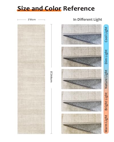 2x8 Washable Runner Rug, Non-Slip Striped Low Pile Hallway Carpet
