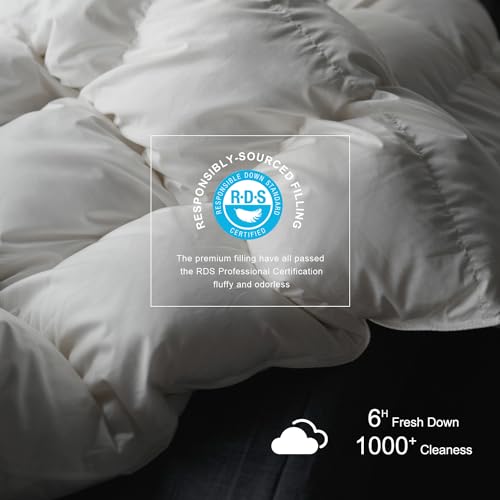 All Season Feather Down Comforter King Size Organic Cotton Duvet Insert
