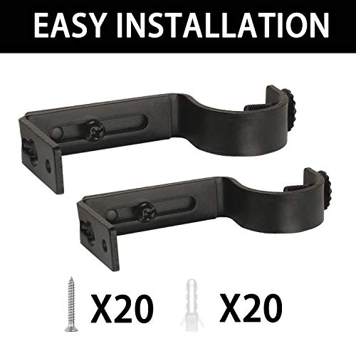 10-Piece Heavy Duty Adjustable Curtain Rod Brackets for 1-Inch Rods