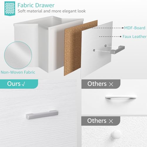 Stackable Fabric Storage Drawers 2-Pack White Closet Organizer Dresser