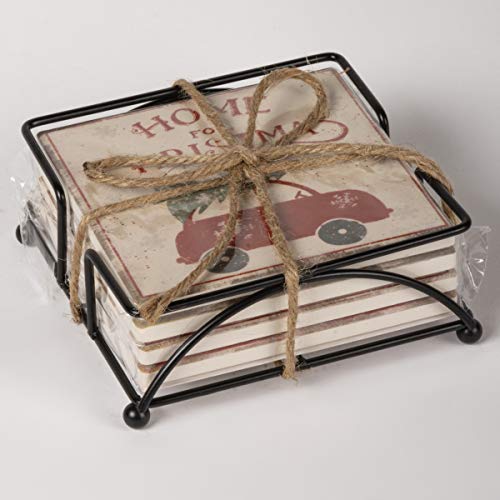 Primitives by Kathy Christmas Stone Coasters Set of 4 with Snowflake & Holiday Designs