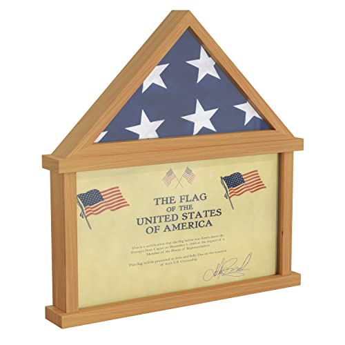 Rustic Wood Burial Flag Display Case with Certificate Holder
