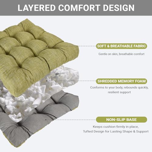 Large Square Memory Foam Floor Cushions, 22x22 Inch Set of 2
