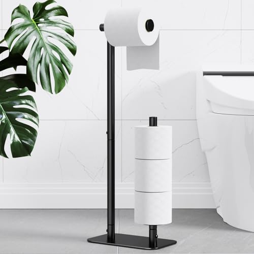 Free Standing Toilet Paper Holder Stand with 4 Roll Capacity