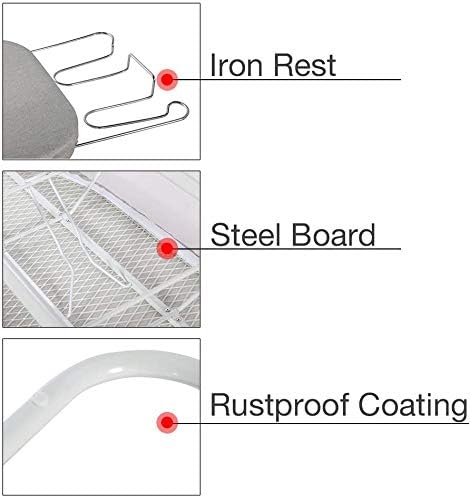 Storage Maniac Tabletop Ironing Board - All-Iron Frame with Iron Rest & Silver Metallic Cover - Silver Grey