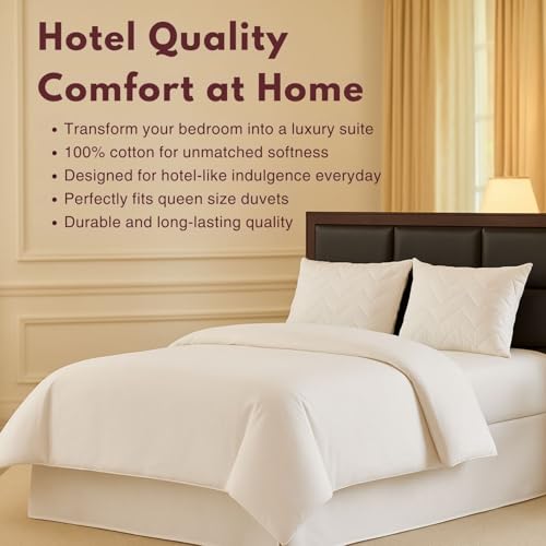 Queen Size Duvet Cover - 100% Soft Cotton, 200 Thread Count