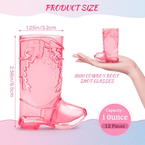 Rose Red Cowboy Boot Shot Glasses Set of 12 - 1 Oz Mini Plastic Western Drinkware