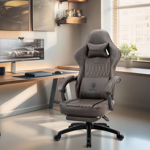 Ergonomic Gaming Chair with Massage Lumbar Support and Footrest